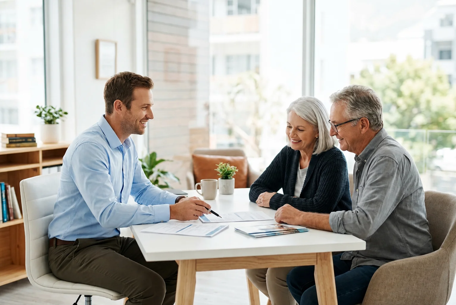 Health insurance agent reviewing coverage with clients